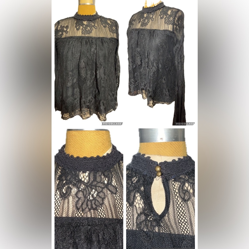 Altar’d State black embroidered long sleeve shirt